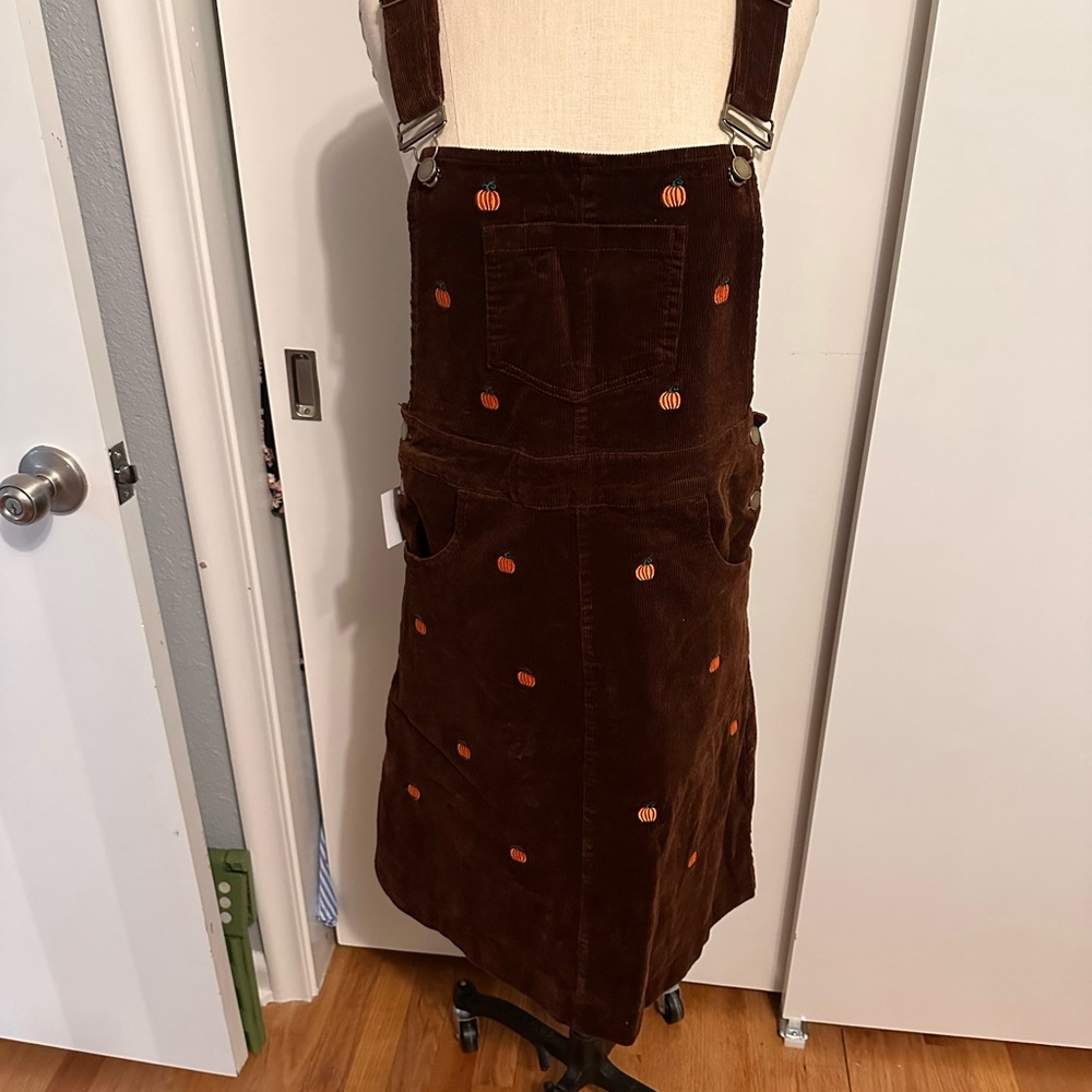 Kiel James Patrick Brown Corduroy Dress with Pumpkin Accents